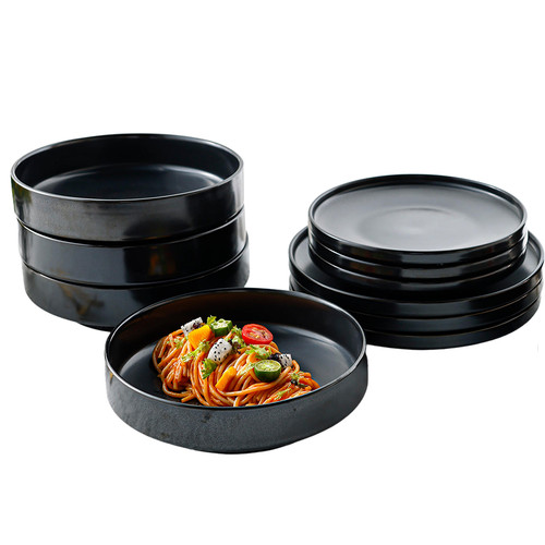 Schwarze teller set - teller-set, 4