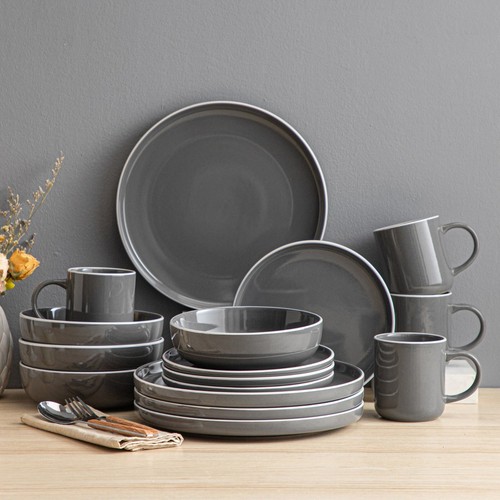 Geschirr set steingut grau - set,